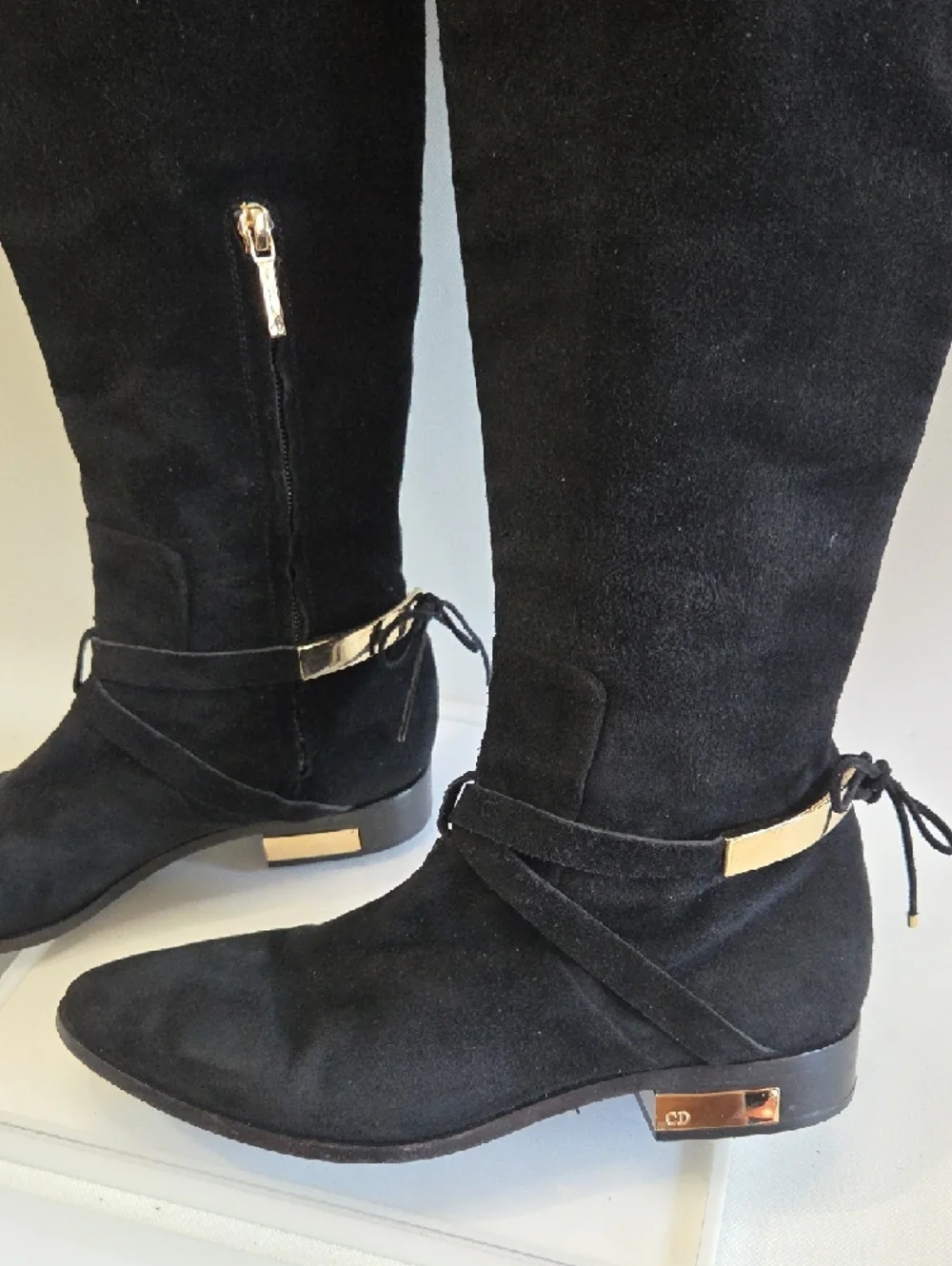 Black Chrisrian Dior Suede Boots Size 39